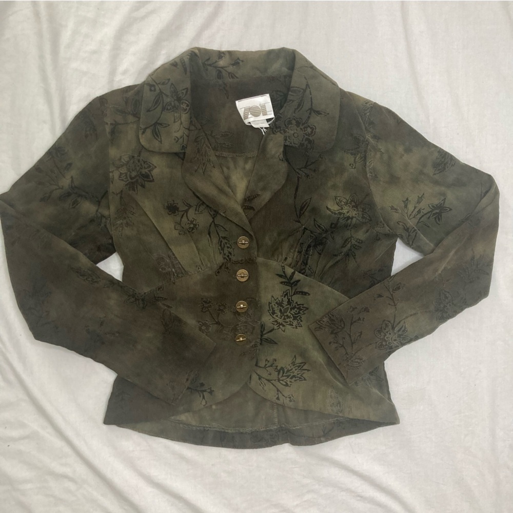 Vintage Zoe Boho Corduroy Button Up Blazer Jacket Size Small